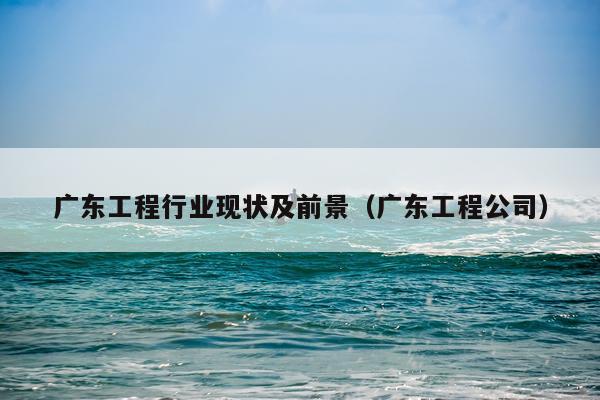 广东工程行业现状及前景（广东工程公司）
