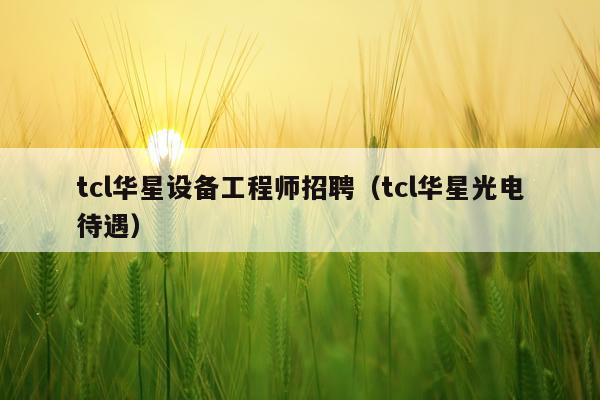 tcl华星设备工程师招聘（tcl华星光电待遇）