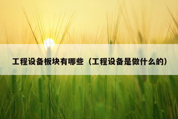 工程设备板块有哪些（工程设备是做什么的）