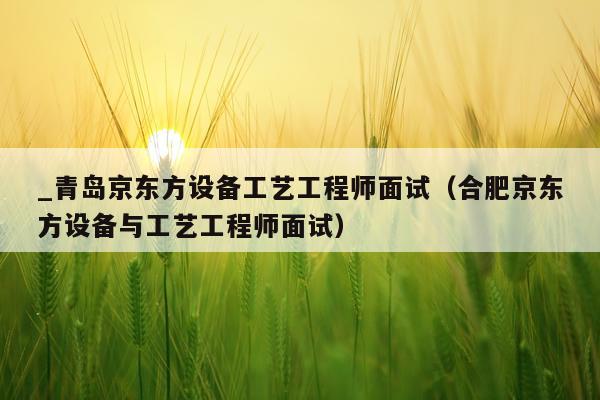 _青岛京东方设备工艺工程师面试（合肥京东方设备与工艺工程师面试）