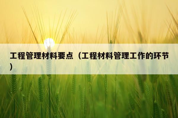 工程管理材料要点（工程材料管理工作的环节）