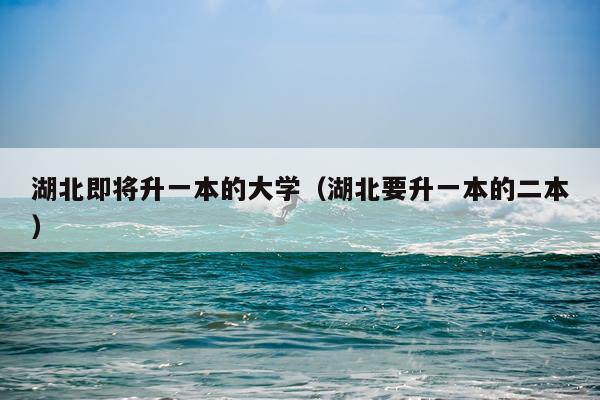 湖北即将升一本的大学（湖北要升一本的二本）