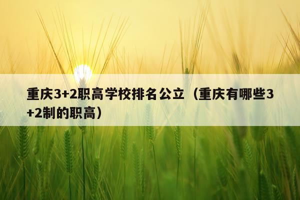 重庆3+2职高学校排名公立（重庆有哪些3+2制的职高）