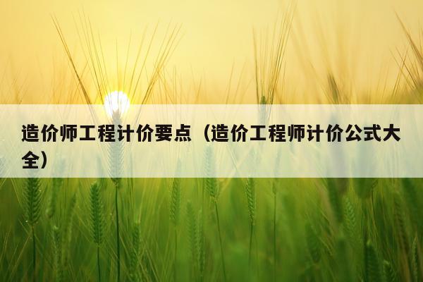造价师工程计价要点（造价工程师计价公式大全）