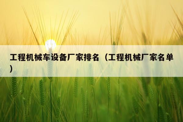 工程机械车设备厂家排名（工程机械厂家名单）