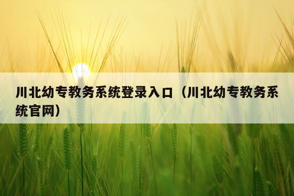 川北幼专教务系统登录入口（川北幼专教务系统官网）