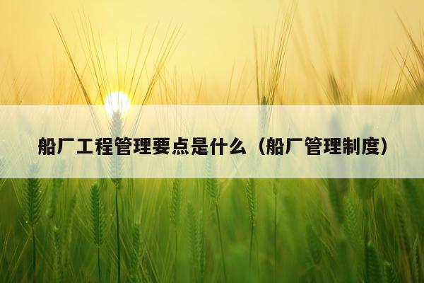 船厂工程管理要点是什么（船厂管理制度）