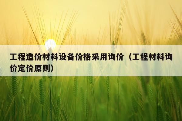 工程造价材料设备价格采用询价（工程材料询价定价原则）