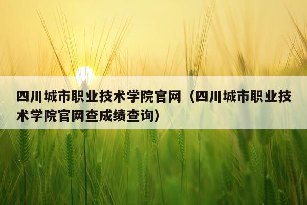 四川城市职业技术学院官网（四川城市职业技术学院官网查成绩查询）