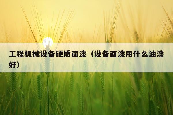 工程机械设备硬质面漆（设备面漆用什么油漆好）