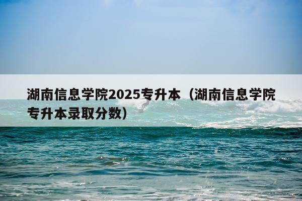 湖南信息学院2025专升本（湖南信息学院专升本录取分数）