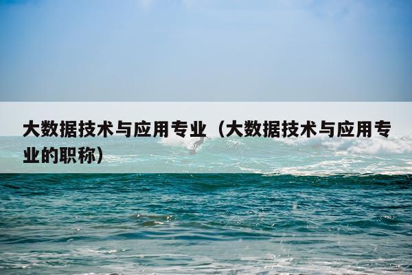 大数据技术与应用专业（大数据技术与应用专业的职称）