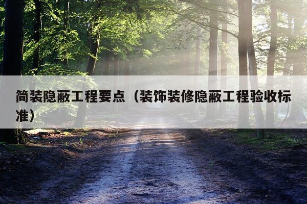 简装隐蔽工程要点（装饰装修隐蔽工程验收标准）