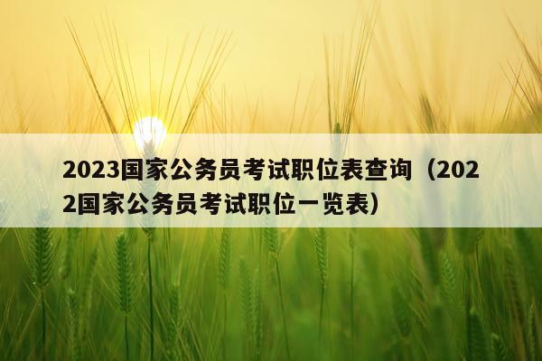 2023国家公务员考试职位表查询(2022国家公务员考试职位一览表)