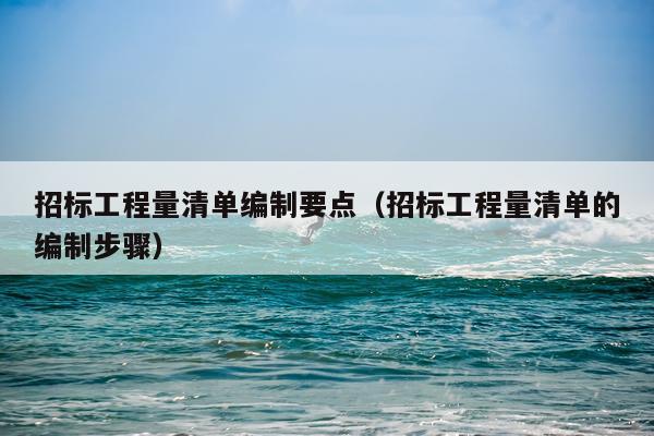 招标工程量清单编制要点（招标工程量清单的编制步骤）