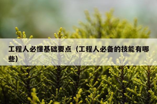 工程人必懂基础要点（工程人必备的技能有哪些）