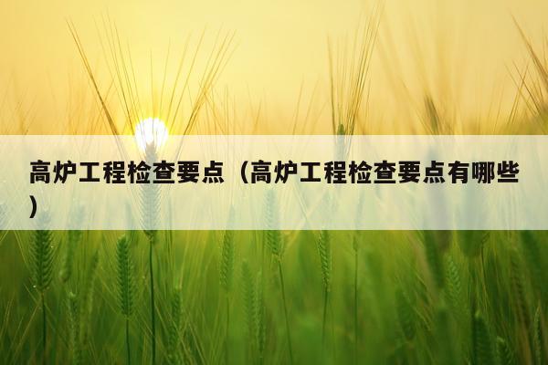 高炉工程检查要点（高炉工程检查要点有哪些）