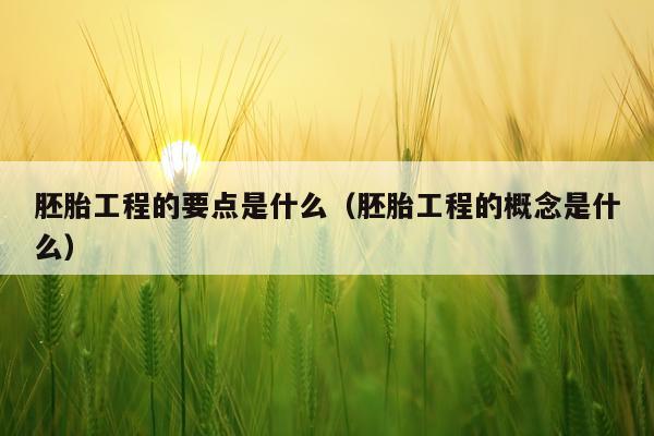 胚胎工程的要点是什么（胚胎工程的概念是什么）
