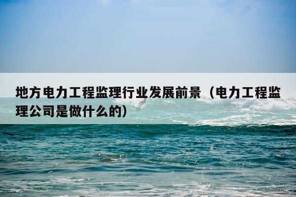 地方电力工程监理行业发展前景（电力工程监理公司是做什么的）