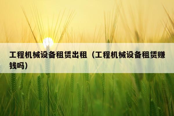 工程机械设备租赁出租（工程机械设备租赁赚钱吗）