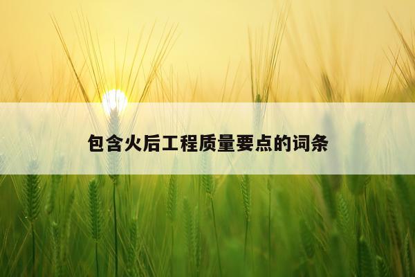 包含火后工程质量要点的词条