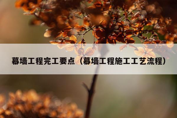 幕墙工程完工要点（幕墙工程施工工艺流程）
