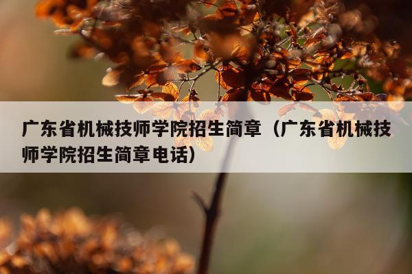 广东省机械技师学院招生简章（广东省机械技师学院招生简章电话）