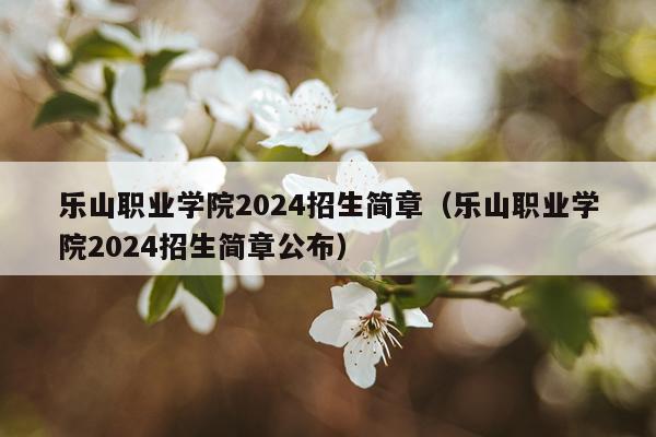 乐山职业学院2024招生简章（乐山职业学院2024招生简章公布）