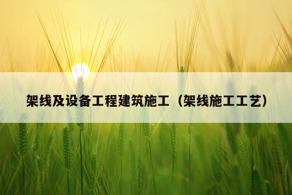 架线及设备工程建筑施工（架线施工工艺）