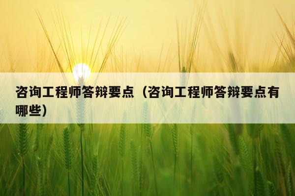 咨询工程师答辩要点（咨询工程师答辩要点有哪些）