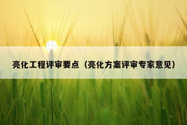 亮化工程评审要点（亮化方案评审专家意见）