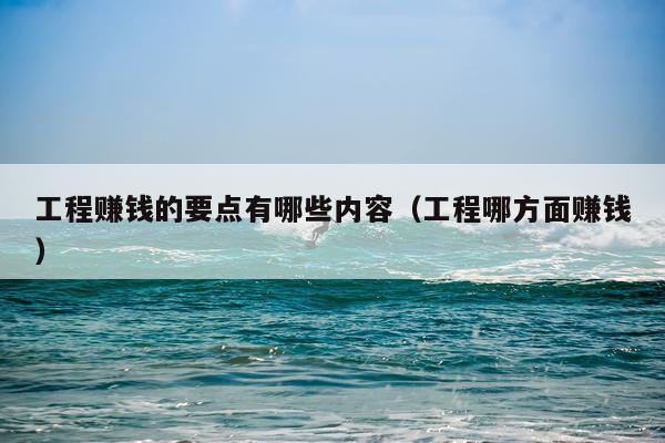 工程赚钱的要点有哪些内容（工程哪方面赚钱）
