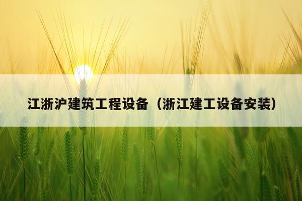 江浙沪建筑工程设备（浙江建工设备安装）