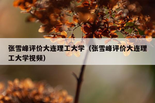 张雪峰评价大连理工大学（张雪峰评价大连理工大学视频）