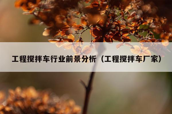 工程搅拌车行业前景分析（工程搅拌车厂家）