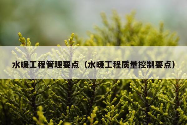 水暖工程管理要点（水暖工程质量控制要点）