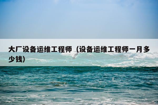 大厂设备运维工程师（设备运维工程师一月多少钱）