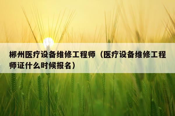 郴州医疗设备维修工程师（医疗设备维修工程师证什么时候报名）