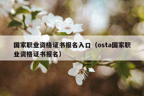 国家职业资格证书报名入口（osta国家职业资格证书报名）