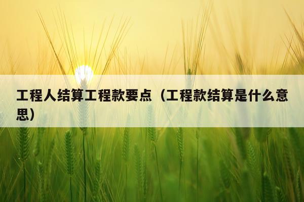 工程人结算工程款要点（工程款结算是什么意思）