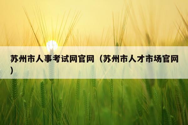苏州市人事考试网官网（苏州市人才市场官网）