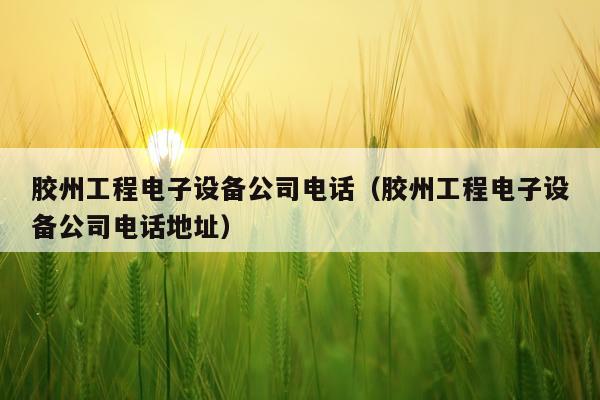 胶州工程电子设备公司电话（胶州工程电子设备公司电话地址）
