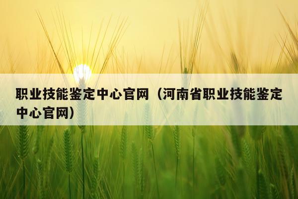 职业技能鉴定中心官网（河南省职业技能鉴定中心官网）