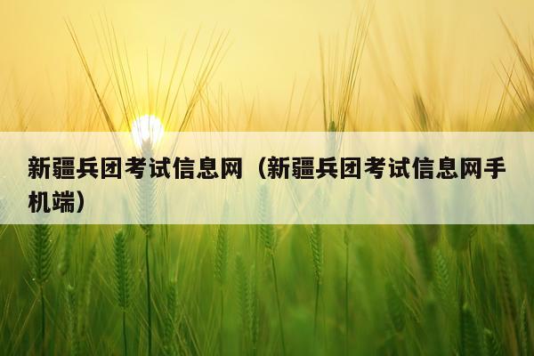 新疆兵团考试信息网（新疆兵团考试信息网手机端）