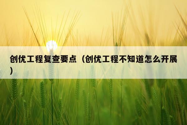 创优工程复查要点（创优工程不知道怎么开展）