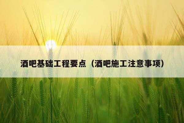 酒吧基础工程要点（酒吧施工注意事项）
