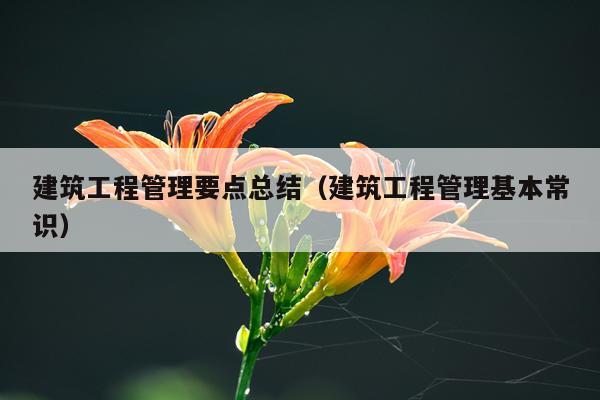 建筑工程管理要点总结（建筑工程管理基本常识）