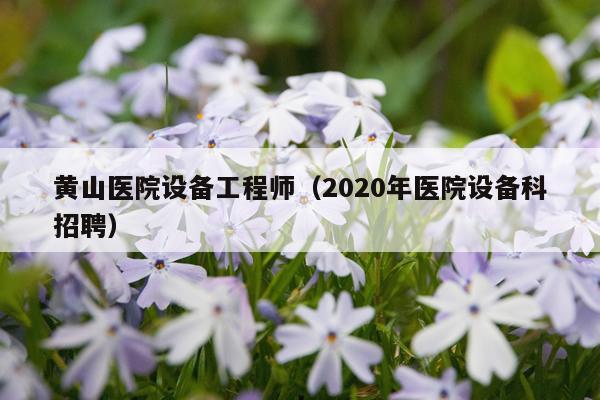 黄山医院设备工程师（2020年医院设备科招聘）