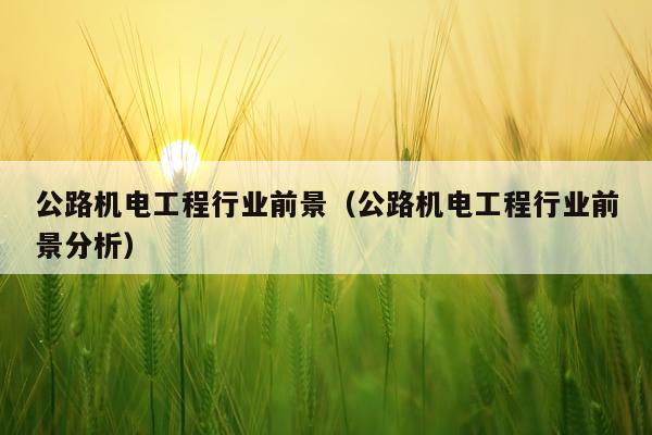 公路机电工程行业前景（公路机电工程行业前景分析）