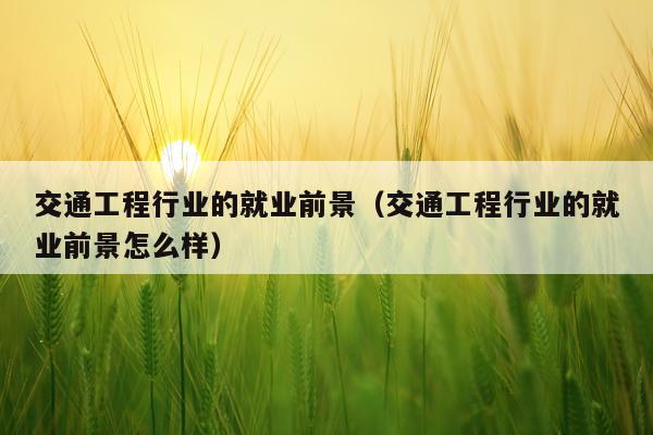 交通工程行业的就业前景（交通工程行业的就业前景怎么样）